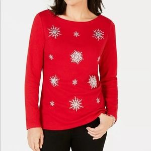 Christmas Red Snowflake Top